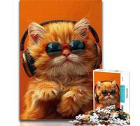 Orange Cat Wearing Glasses Puzzles for Teenagers Teens 1000pc Puzzle,Family Game Stress Reliever Difficult Challenge Secret Santa Gifts (50x75cm)