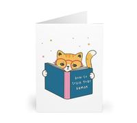Orange Cat with Reading Glasses Greeting Card -Perfect for Cat Lovers, Birthday, and Occasions - 'How to Train Your Human' Book Illustration