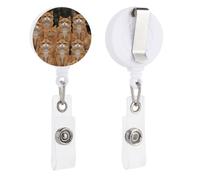 Orange Cats Badge Reel, Rotatable & Retractable Name Badge Holder Reel with Metal Clip, Nylon Cord ID Holder for Teacher, Nurse, Office Worker