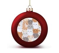 Orange Cats Christmas Tree Ornaments 1.6 Inch Shatterproof Pc Plastic Balls with Lanyard Baubles Hanging Christmas Ball Ornaments for Xmas Tree Holiday Party Wedding Home Decorations-red