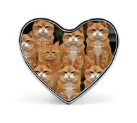 Orange Cats Heart Pin, 1 Inch Metal Love Lapel Pins - Lightweight, Smooth Edges, Versatile Badge Brooch for Jackets, Shirts, Bags, Gifts for Friends, Family