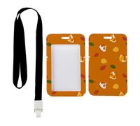 Orange Cats ID Badge Holder with Black Lanyard, Security Card Holders, Vertical Cards Protector for Men, Vertical Name Badges Protector for Student, Teacher Stuff Delivery Driver Accessories