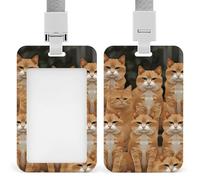 Orange Cats ID Badge Holder with & Lanyard - Durable ABS Plastic, Vertical ID Card Holders, Waterproof Badge Reel for Nurse, Teacher, Office & Gym