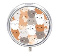 Orange Cats Pill Box, 3 Compartment Small Pill Case Waterproof Travel Pill Organizer for Pocket Or Purse Portable Mini Medicine Tablet Vitamin Holder Pill Case