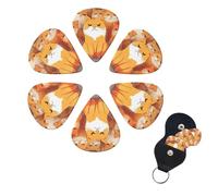 Orange Cats Print Guitar Picks 6 Pack Guitar Plectrums with Pick Holders Bass Picks For Acoustic Guitar Bass Electric Ukulele Includes 0.46mm, 0.71mm, 0.96mm