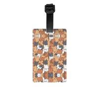 Orange Cats Print Luggage Tags with Full Back Privacy Cover - Bright Suitcase Identifier for Travel, Cruise & More