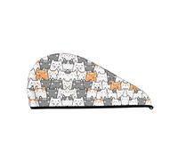 Orange Cats Printed Hair Towel Wrap, Super Absorbent Dry Hair Cap for Women Shower Caps for Gym Salon Bath Shower