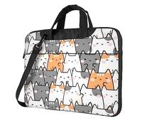 Orange Cats Printed Laptop Bag Shoulder Messenger Bag Case Sleeve Portable Laptop Case Crossbody Briefcase, Black, 15.6 inch