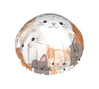 Orange Cats Shower Cap Reusable Elastic Bath Caps Waterproof Bath Hair Hat for Women Men Spa Salon Large Shower Bonnet Double Layer Bathing Hair Cap for Long Hair, Braids