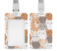 Orange Cats Sliding Id Badge Holder Heavy Duty Waterproof Badge Clip Plastic Key Card Work Holder Case Vertical Sleeve Pocket for Teacher Student