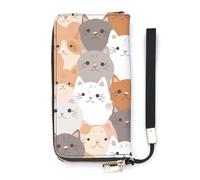 Orange Cats Wristlet Wallets for Women Leather Clutch Purses with Strap Coin Purse Rfid Credit Card Holder Long Slim Handbags