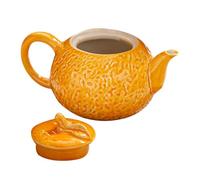 Orange Ceramic Teapot 210ml Chinese Style Small Tea Pot for Home | Smooth Rounded Edges, Comfortable Grip, Compact Brewing for Herbal Tea and Blooming Teas, Elegant Desk Teaware