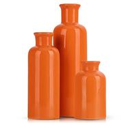 Orange Ceramic Vase, 3-piece Set, Modern Farmhouse Decoration, Multicolored Ceramic, Small Vase for Country House Decoration, Living Room Decoration, Table Decoration, and Entrance Decoration