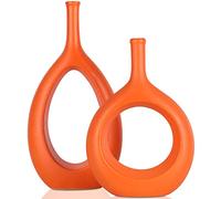 Orange Ceramic Vase For Pampas Grass Table Decorations Centrepiece,Bedroom Accessories,Room Deco Boho Home Mini Vase Ornaments Aesthetic Decor Living Room