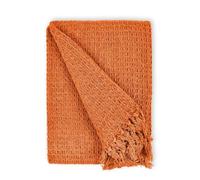 Orange Chair Cotton Throw for Sofa & Bed - Soft Waffle Blanket, Large Chair Bedspread, Cotton Sofa Throw