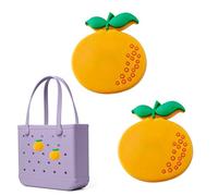 Orange Charms for Bogg Bag, Cute Orange Bag Accessories Compatible with Simply Southern Beach Bag & Rubber Tote Bag, Waterproof EVA Rubber Bag Accessories for Beach Tote, Summer Bag Decor for Women