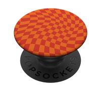 Orange Checked, Hippie Aesthetic, Wavy Checkerboard, Cool PopSockets Swappable PopGrip
