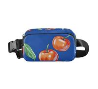 Orange Cherry Fruit Blue Fashionable Waist Bag Fanny Pack for Women Men Teenagers Mini Crossbody Bag Anti Theft Waist Pack with Adjustable Strap for Travel Gym Work, Orange Cherry Fruit Blue, One Size