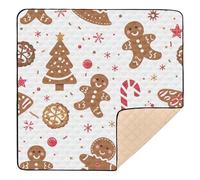 Orange Christmas Gingerbread Man Cute Foldable Baby Activity Play Mat for Floor 1-Piecing Activity Gym Mat for Babies Infants Toddlers, 50'' x 50''