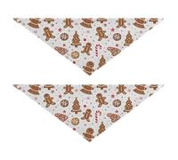Orange Christmas Gingerbread Man Dog Bandanas Bulk Unique Shape Adjustable Fit Soft Dog Scarf Cute Pet Holiday Accessories Decor for Dogs Cats 2 Pack