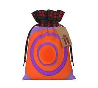 Orange circle centre Christmas Tree Hanging Gift Bags Jute Drawstring Sacks with, Eco-Friendly Festive Decor & Small Present Bag for Xmas Tree