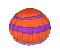 Orange circle centre Printed shower cap, reusable, double-layered design, suitable for women to wrap their hair, wash their face, and apply face masks.