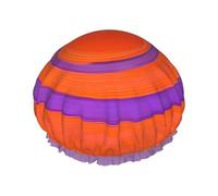 Orange circle centre Printed shower cap, reusable, specially designed for women's long hair, double-layer structure, suitable for bathing.