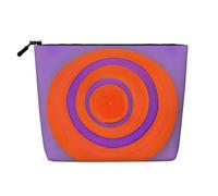 Orange Circle Centre Versatile Fake Hemp Makeup Bag - Travel Toiletry Organizer, Perfect for Daily Use, Business Trips and More.