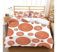 Orange Circles Single Duvet Cover Set Simple Geometric Bedding Set 3D Print Soft Microfiber Quilt Covers 155x200 cm with Zipper Closure and 2 Pillowcases 50x75 cm for Kids Teens C.2109