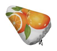 Orange Citrus Padded Bike Seat Cushion with Drawstring Soft Comfort Waterproof Bicycle Seat Cover, Wide Saddle Protection Covers Protector for Men Women for Exercise Mountain Road Bikes