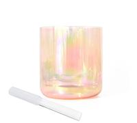 Orange Clear Crystal Singing Bowl 7 Inch A Note Cosmic Light Alchemy Sound Bowl for Yoga Meditation & Sound Healing Includes Quartz Striker & O ring 440hz Frequency
