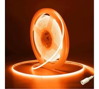 Orange COB LED Strip 5m/16.4ft,12V 4mm LED Tape Light for Bedroom,480LED/m CRI90+ Flexible Under Cabinet Kitchen Light for TV Backlight,Game Room,Wardrobe,DIY Lighting(Orange,DC12V-4mm)