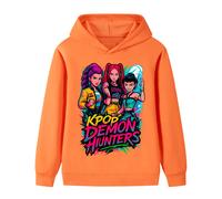 (orange color, 140cm) Kpop Demon Hunter Girls Group Middle and Large Children's Boys and Girls Hoodies Sweatshirt B1213