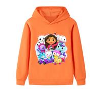 (orange color, 160cm) Gabby's Dollhouse Printed Hoodie for Middle and Large Children B1091