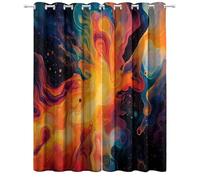 Orange color Blackout Window Curtain Panels Thermal Insulated Soundproof Drapes for Living Room Abstract vibrant cosmic flames Window Treatment Sets Grommet Top,W 46" x L 72" (2 Panels)