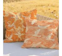 Orange Color Cushion Covers 16x16inCushions Waterproof Linen Throw Pillow Covers Bird Double Sided Printing Pack of 2 Square Pillowcase for Patio Garden Furniture Bench Sofa Decorative Pillows RC-470
