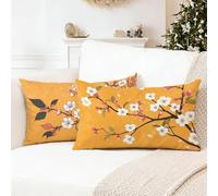 Orange Color Cushion Covers 40 x 80 cm Plum Bossom Pillowcases 2 Pack,mit Nvisible Zipper Pillows, Double Sided high-Definition Printing Soft ative pillows,is Perfect home ation,gifts for men 0R-235