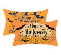 Orange Color Cushion Covers 40x60 Rectangle Cushions Halloween Throw Pillow Covers Velvet Sofa Cushions Large Outdoor Autumn Decorative Pillows,Bed Room Farmhouse Garden Fall Decor Gifts,Set of 2,592J