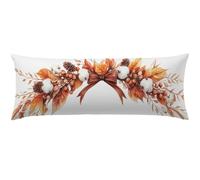 Orange Color Cushion Covers 50 x 150 Flowers Bolster Pillow Cases, Full Body Pillow for Adults,Velvet Double-Sided Printing Bolster Pillows for Living Room Bedroom Couch Bed Decorative Pillowcase Q-75