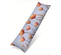Orange Color Cushion Covers 60 x 180 Flowers Large Cushions Cover Soft Velvet Rectangle Cushion Covers Autumn Decorations Pillow Cases Lumbar Pillowcase Home Bedroom Sofa Living Room Decor C-36
