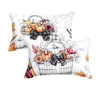 Orange Color Cushion Covers Pumpkin Long Pillow Case 70x90cm Rectangle Pillow Cases Decorative Pillows Velvet Cushion Covers Set of 2 With Hidden Zip the for Your Family C0C404