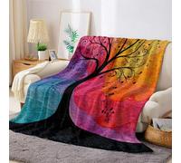 Orange Color Flannel Fleece Blanket Watercolor musical note tree 3D Printed Flannel Fluffy Soft Lightweight Throw Blanket 200 x 220 cm Office Sofa Settees Couch Chair Bed Kids Adults