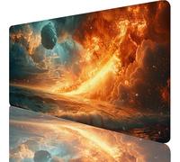 Orange Color Gaming Mouse Pad 700x300x3mm, Sunset Mouse Mat with Non-Slip Rubber Base, Extended Desk Mat Large with Stitched Edges, Waterproof Desk Pad for Gaming Accessories and Gifts for Men V-3264