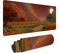 Orange Color Gaming Mouse Pad Rainbow Large Mouse Mat 800x300x3 mm with Stitched Edges, Extended XXL Gaming Mousepad Waterproof Soft Cloth, Desk Mat with Anti Slip Base for Desk Keyboard Decor w-2048