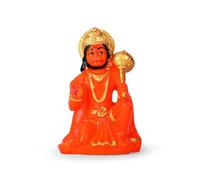 Orange Color Handmade Bajrang Bali Lord Hanuman Ji Idol in Blessing Posture | Hindu Monkey God Idol | Idol for Car, Office and Home Decor | 8 cms | Gifting Purpose (Lord Hanuman Statue) - Pack of 1