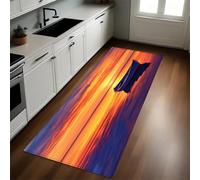 Orange Color Kitchen Rug 40 x 120 cm Sunset on a small boat on the lake Non-Slip Washable Kitchen Floor Mat for Kitchen, Hallway, Living Room, Bedroom, Bathroom