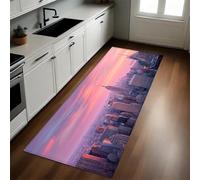 Orange Color Kitchen Rug Building the New York skyline Non-Slip Washable Runner 60 x 180 cm Kitchen Floor Mat for Kitchen, Laundry, Hallway, Dining Room, Entryway, Door Mat