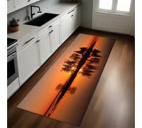 Orange Color Kitchen Rug Mat Sunset on the river surface of the island 50 x 80 cm Non-Slip Rubber Backed Washable Long Floor Mat Carpet Runner for Hallway Dining Room Entrance