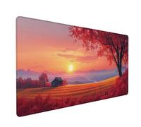 Orange Color Large Mouse Mat, Sunset Gaming Mouse Pad with Stitched Edges, Extended Mousepad with Non-Slip Rubber Base, Desk Mat for Desk Accessories and Office Accessories Gifts, 700x300x3mm G-7826