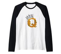 Orange Color Letter Q Initial + Crown Orange Graphic Raglan Baseball Tee